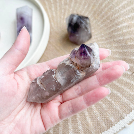 Polished Smokey Amethyst Window Quartz - T1AWQ-4